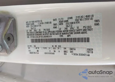 2014 Ford Escape Titanium from USA, damaged, VIN 1FMCU9J91EUB58331